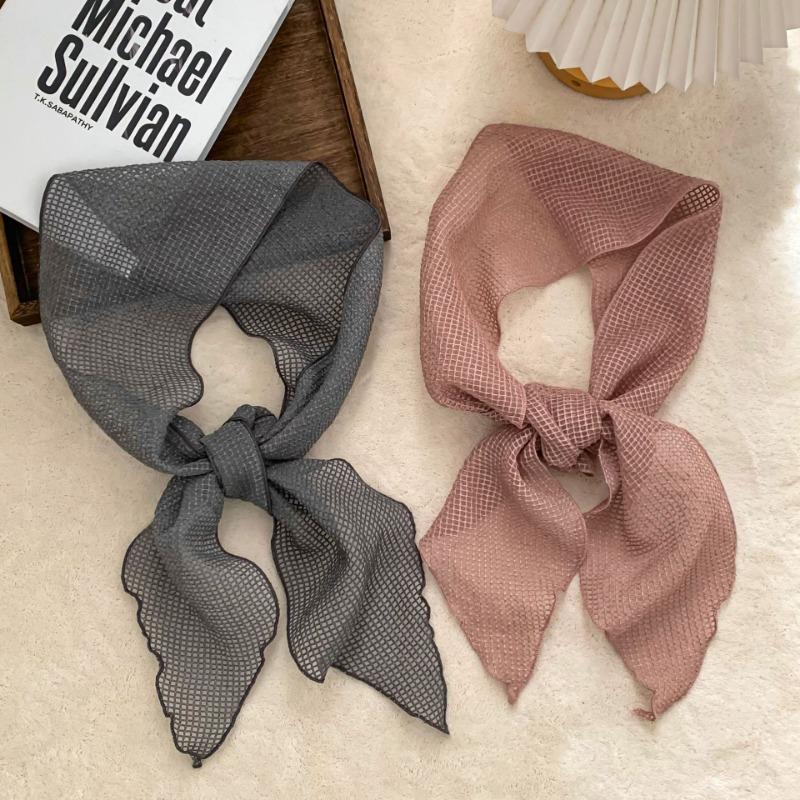 Scarf New Lazy Style Cotton and Linen Solid Color Long Scarf Multi-purpose Headscarf Headband Waffle Plaid Cotton and Linen Silk Scarf Women