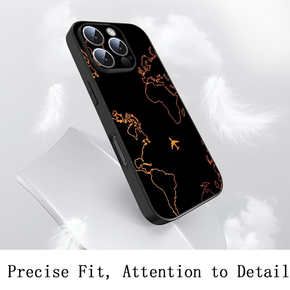 Чехол для телефона с рисунком самолета в стиле путешествий Для iPhone 17 16 e 15 14 13 12 Plus Mini Pro Max Мягкий черный Ударопрочный чехол