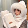 1PC Gloves Elegant Knit Material Warmth Thickened Cute Ear-Protecting Balaclava Hood Scarf Set Multi-Color