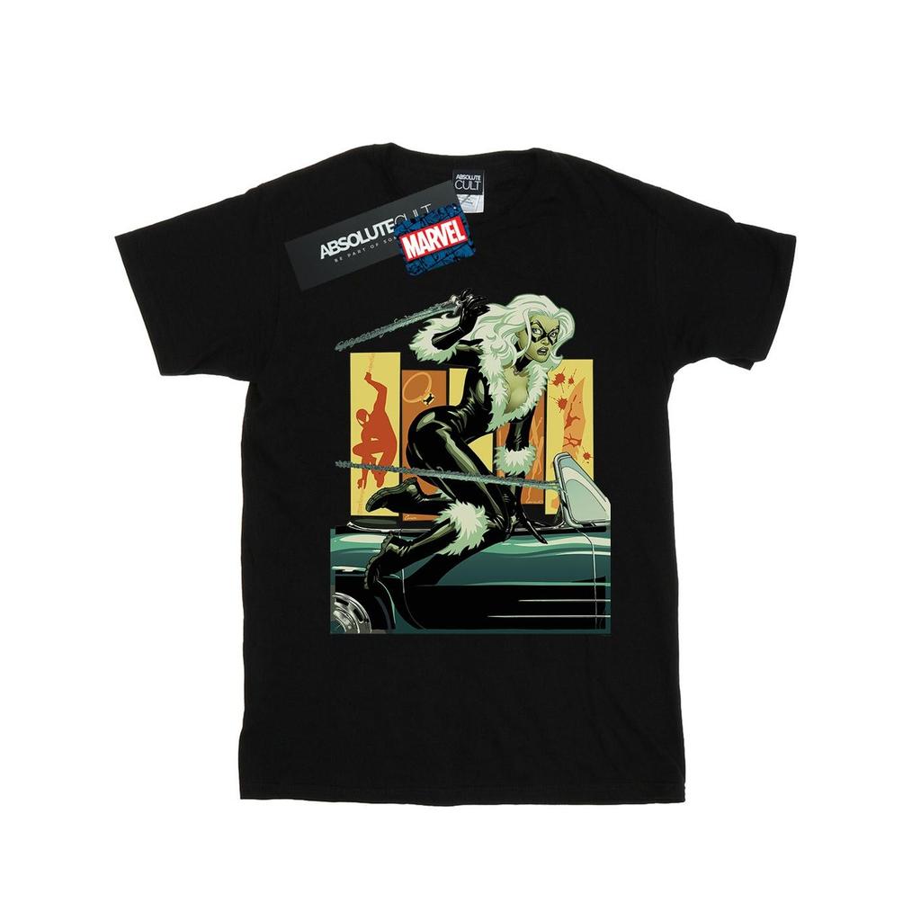 Marvel Mens Black Cat Car T-Shirt