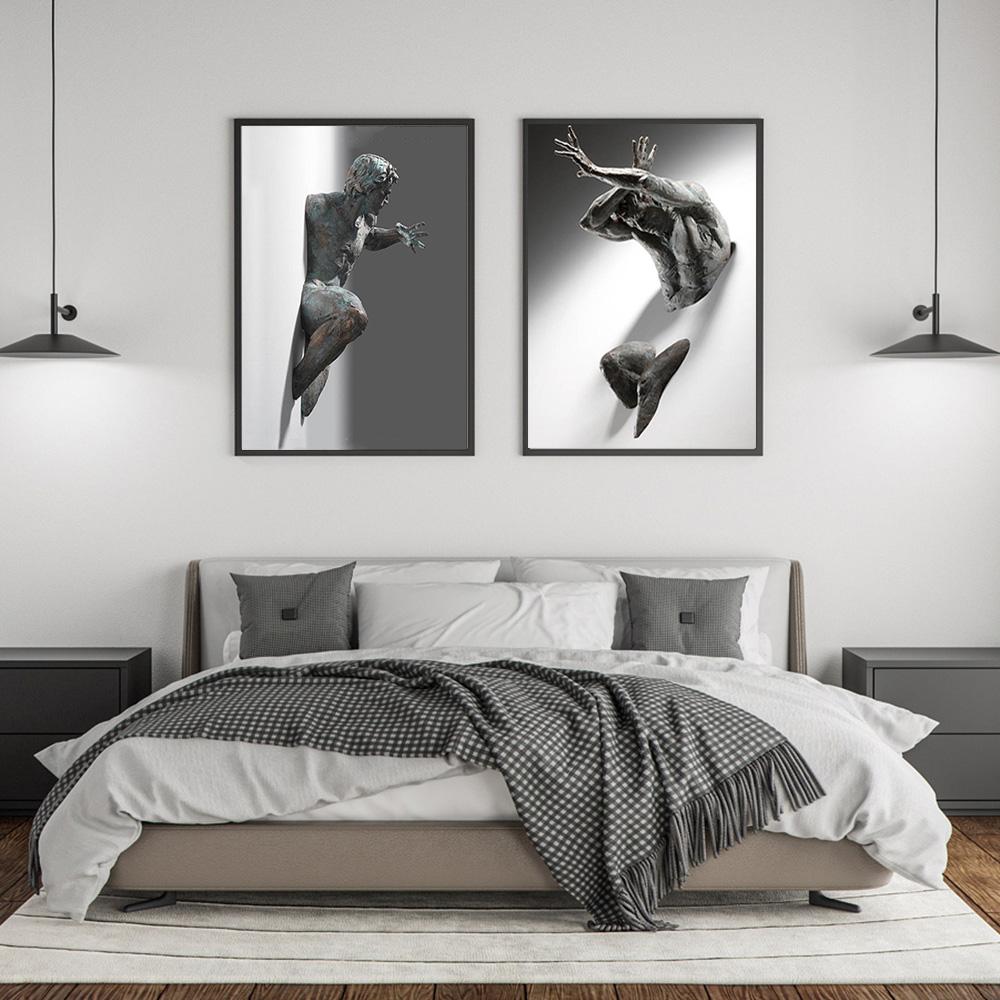 3D Скульптура Искусство Стена Холст Картины Классические Плакаты Печать Гостиная Спальня Фигура Росписи Искусства Эстетические Картины Современная Абстрактная Фигура Домашний Декор