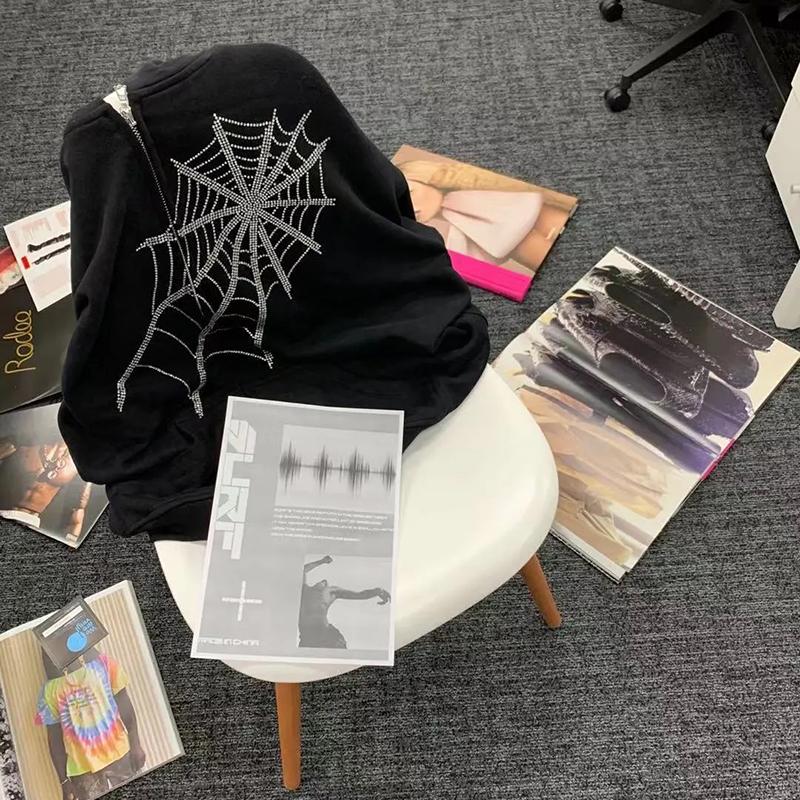 Готический горный хрусталь с буквенным принтом, женский пуловер с длинными рукавами, толстовки на молнии, свободная уличная одежда больших размеров, повседневная осень-зима