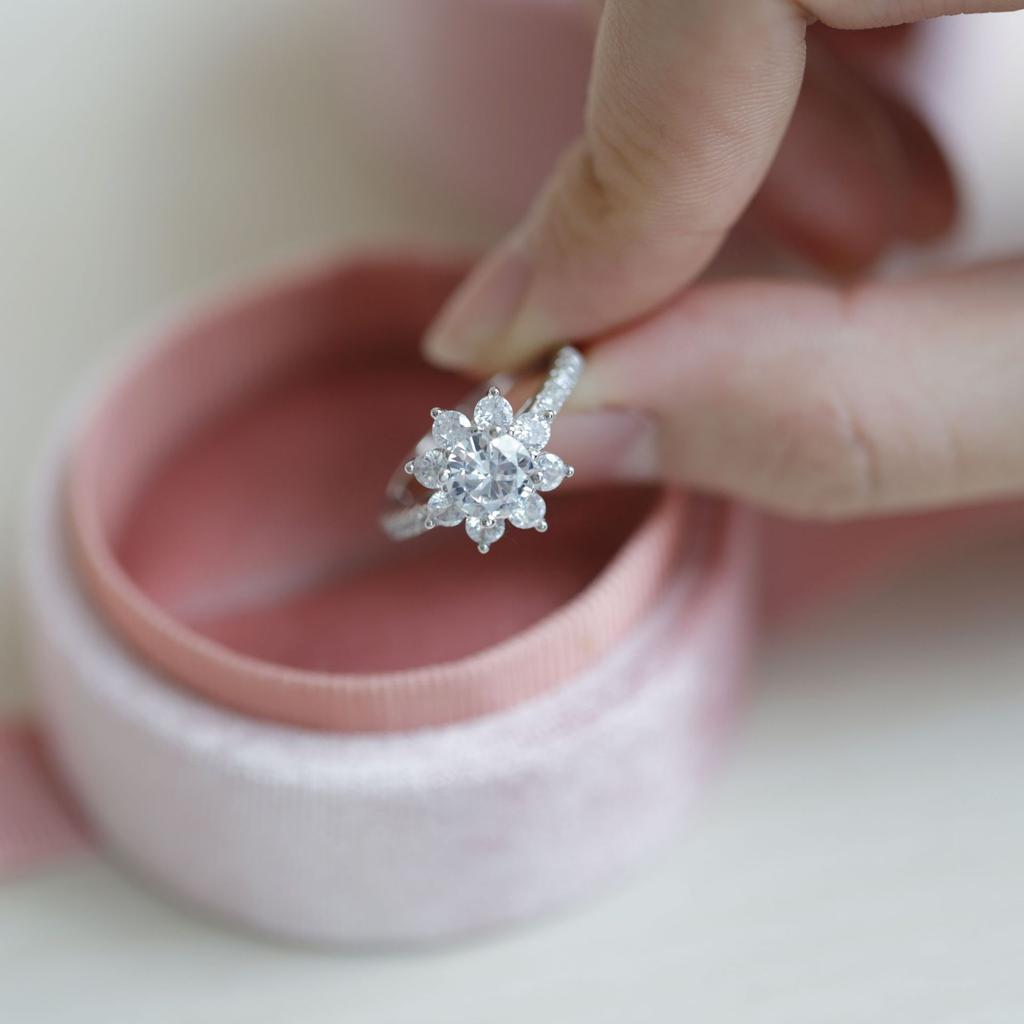 Tancise Women Classic 925 Sterling Silver  Zircon Ring Ladies Jewelry Wedding Promise Party Gift