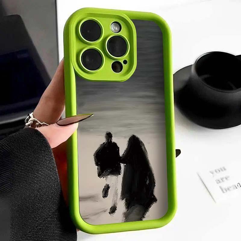 Силиконовый чехол для телефона с масляной краской для пары для iPhone 13 12 11 14 15 Pro Max XS X XR, чехол для iPhone 7 8 Plus SE, мягкий чехол