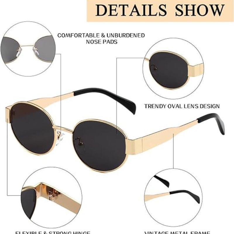 Модные овальные солнцезащитные очки для женщин, солнцезащитные очки в металлической оправе, женские классические винтажные круглые очки унисекс