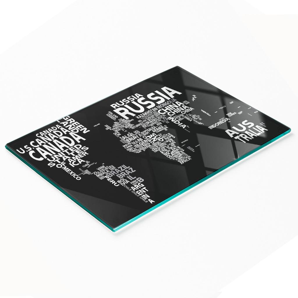 Tempered Multifunctional Decorative Glass Board World Map 80x52 cm