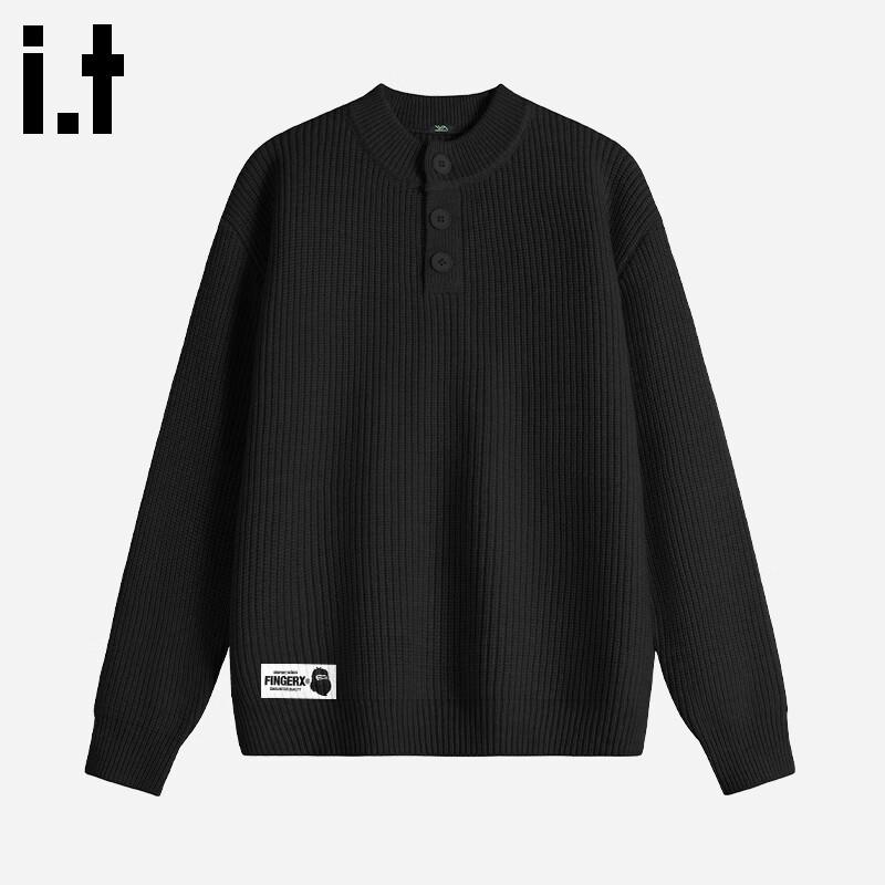 Fingercroxx Men's Henry Collar Casual Sweater