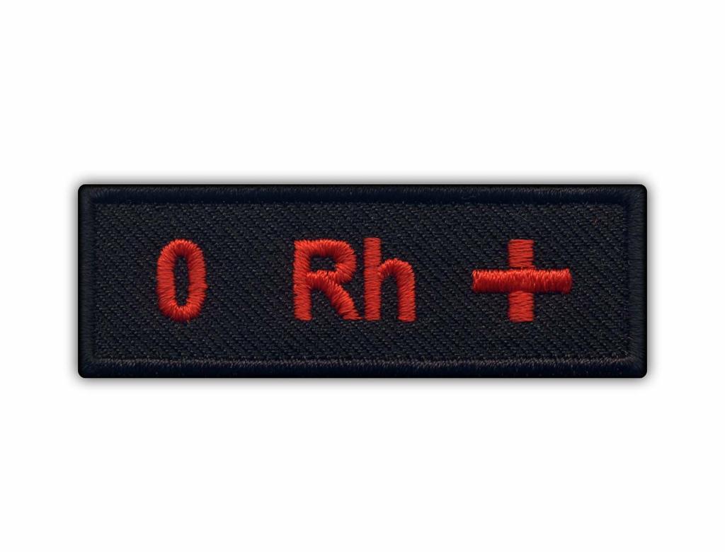 Patchion Blood type 0 Rh + - Self-Adhesive Backing - Embroidered Patch/Badge/Emblem