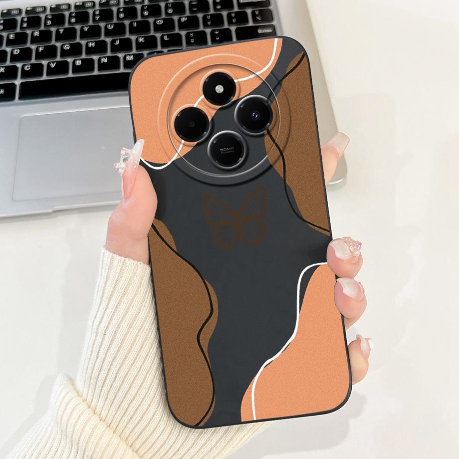 For Xiaomi Redmi 14c / Mi 14 Pro 14t Pro Case Liquid Silicone Soft TPU Back Cover Redmi14c Phone Funda Gothic Black Night Bumper