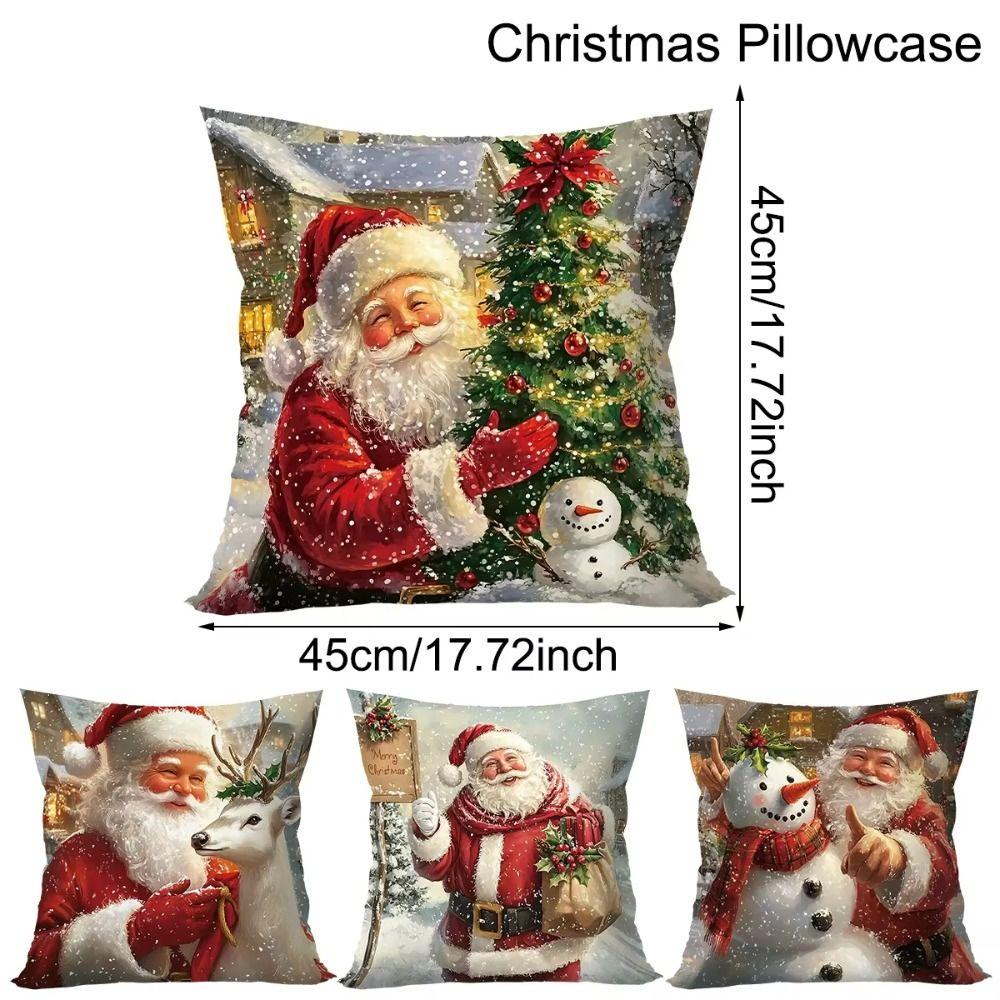 Snowman Christmas Pillow Covers Elk New Year Decorative Pillowcases Cartoon Xmas Party Santa Claus Throw Pillow Covers