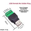 Женский USB 2.0 Разъем Типа A Адаптер Разъем Jack Винтовой Клеммный Разъем Разъем с Экранированием Винтовая Клемма 5-контактный USB Jack