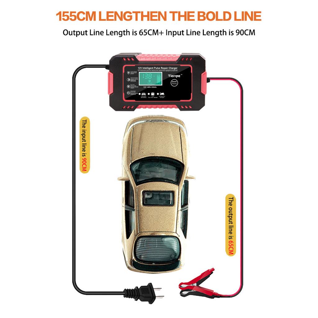 Автомобильное зарядное устройство, 12 В, импульсный ремонт, ЖК-дисплей, умная быстрая зарядка AGM, гелевое свинцово-кислотное зарядное устройство с глубоким циклом для авто, мотоцикла