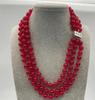 Very Good Fancy 3 Row /Red 7-8mm Jade Necklace