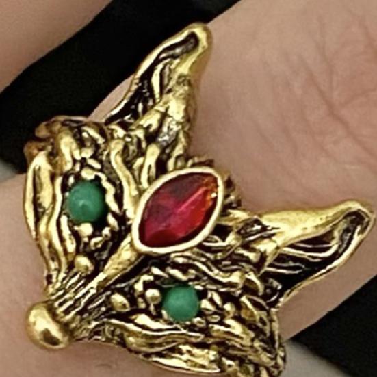 Fox Ring Vintage Style Adjustable Opening Ring Rhinestone Decor Polished Adult Party