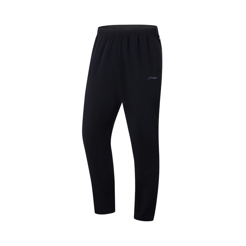 Мужские спортивные брюки Li Ning со средней талией, однотонные, быстросохнущие, прямые, черные, AYKU657-5