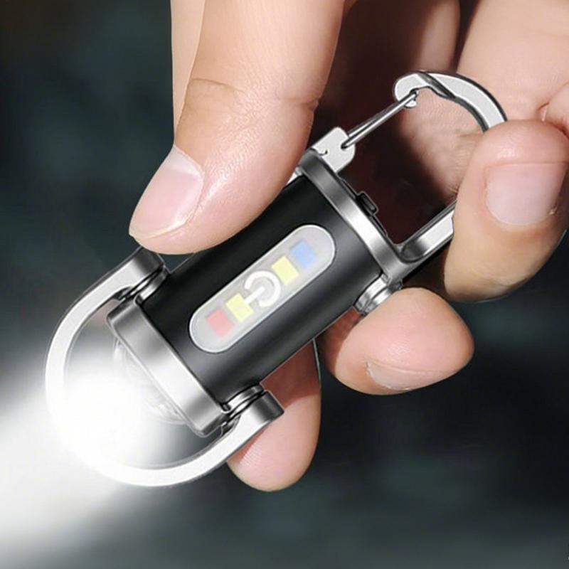 USB Rechargeable Keychain Light Small Camping Emergency Flashlight Powerful LED Key Chain Lamp Pocket Torch for Outdoor Hiking