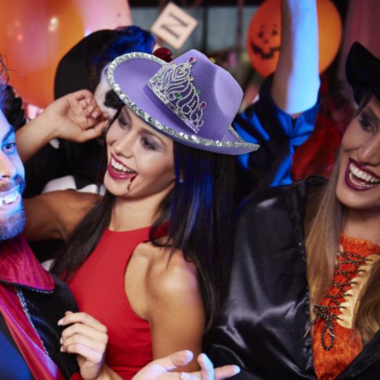 Женская ковбойская шляпа со стразами, инкрустация короной, блестящая шляпа с блестками, поля, вечерняя вечеринка в западном стиле, женские нарядные платья, фестиваль, ковбойский костюм, аксессуары