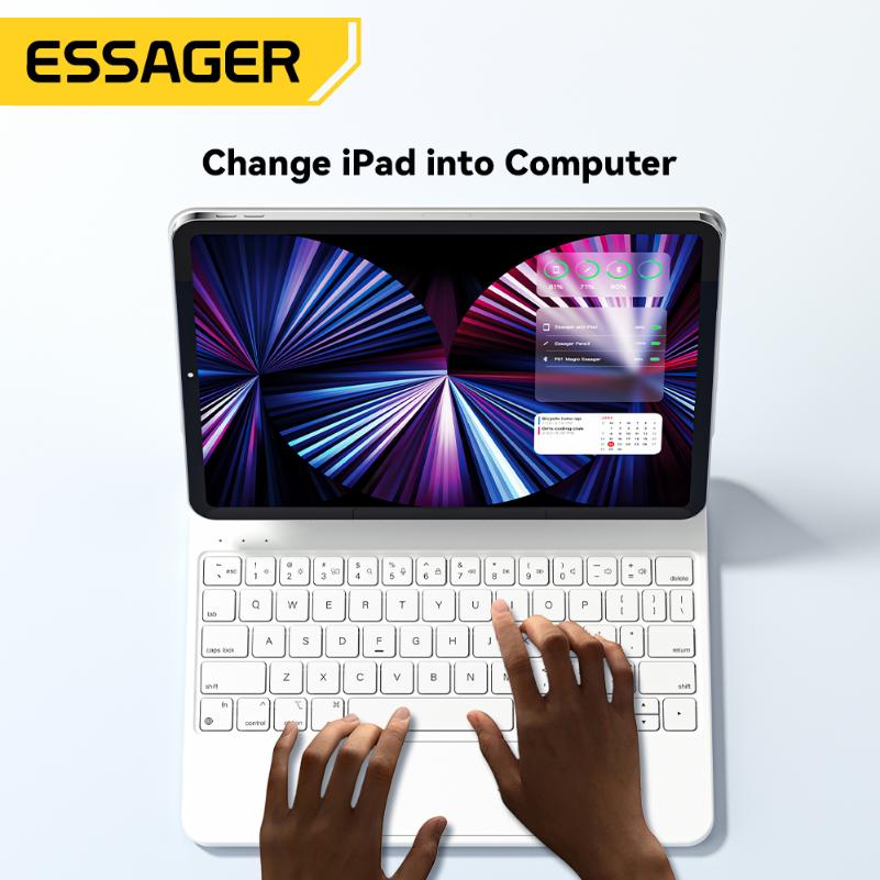 Essager Мини-интеллектуальная Bluetooth-клавиатура с защитой от отпечатков пальцев, портативная RGB беспроводная клавиатура для iPad для планшетного компьютера IPad Pro