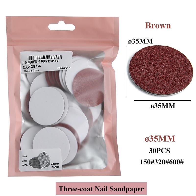 15/20/25/35 мм трехслойная наждачная бумага для ногтей 30 шт. педикюрные инструменты для ухода за ногами нержавеющая сталь фреза для ногтей дисковый диск салон мозолей
