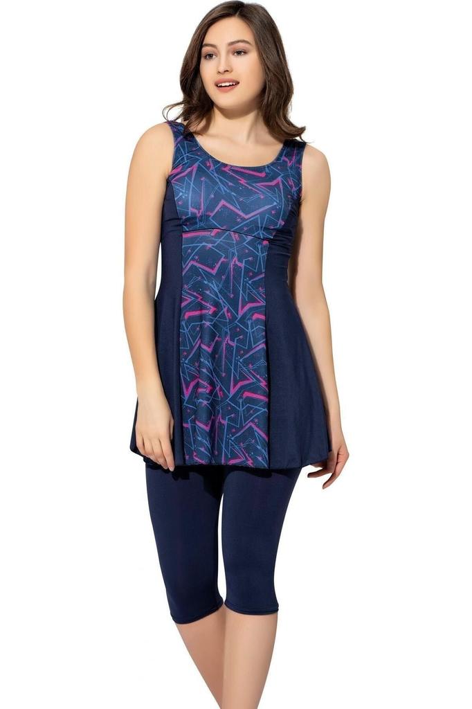 Женский стильный купальник большого размера с рисунком, колготки, платье, купальник 6515, черный с рисунком, большие размеры