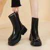 Platform Ankle Snow Boots Women High Heels Plush Leather Shoes Winter Warm Casual Shoes 2025 Trend Goth Chelsea Cozy Botas Mujer