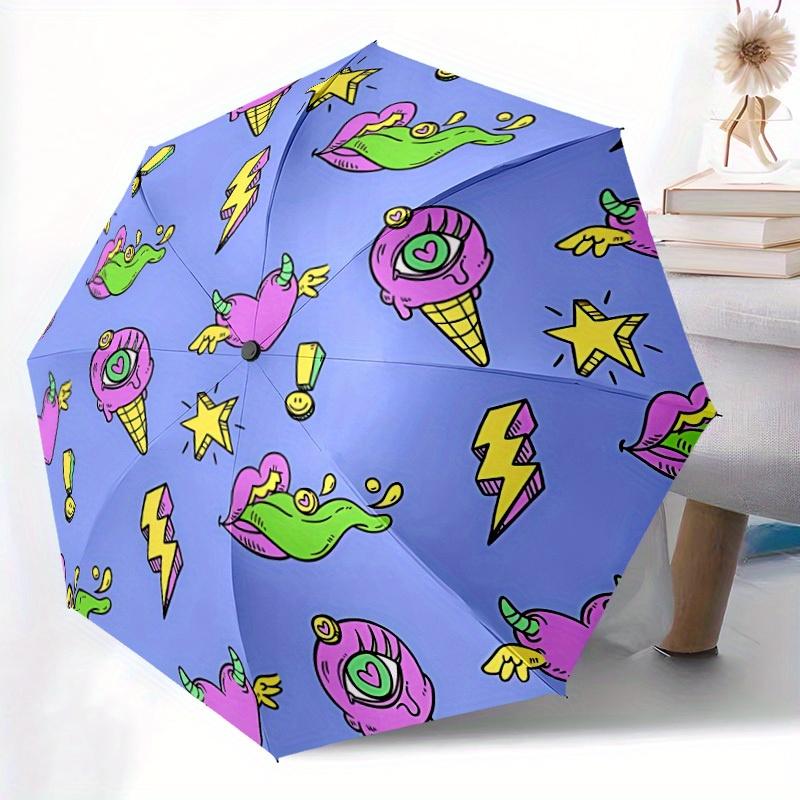 1pc Ice Cream Cone Automatic Umbrella - 8-Rib Foldable Design, Outdoor Adventures, and Family Celebrations yy250829089