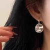 1pair Simple Wavy Round Card Vintage Earrings for Women Couples Daily Decoration Jewelry Gift Party Accessories