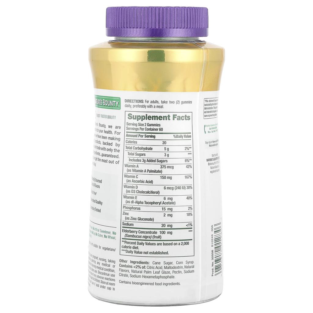 Nature's Bounty Elderberry Gummies, 120 Gummies