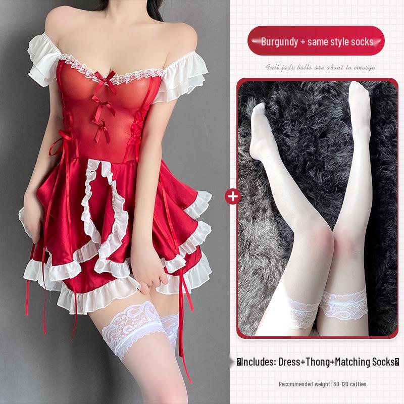 Linlin Ting Women's Cute Maid Lingerie: Sexy See-Through Bedtime Temptation for Small Busts