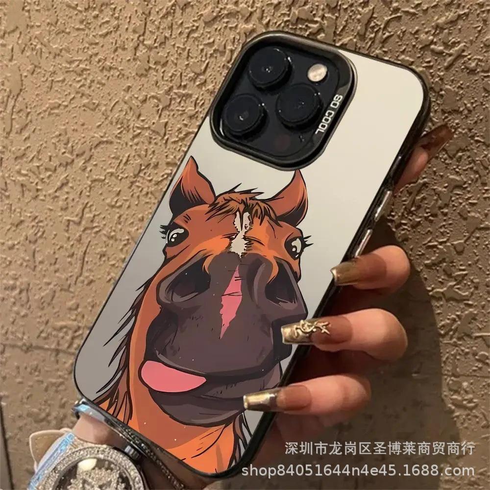 Язык лошади для Apple 15 цвет серебристый iPhone14promax креативный 13/11 матовый 16 защитный чехол 17