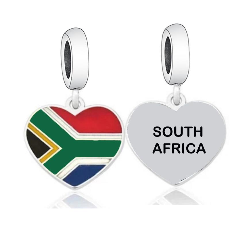 Brand Charms Bracelet Necklace South Africa Map and Flag Bead 925 Sterling Silver Fit Original Trendy Opp Bag Trade Assurance