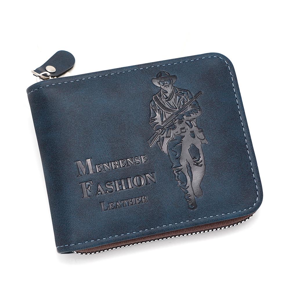 Men's Tri-Fold Embossed Hunter Wallet with Chain and Multi-Card Slots