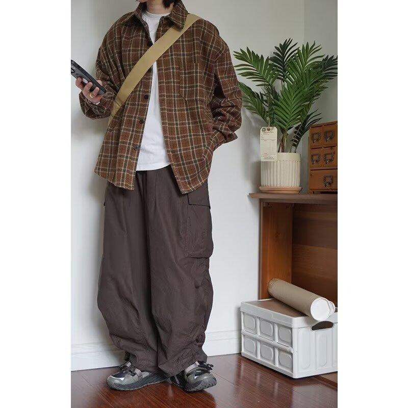 Осенне-зимний японский ретро комбинезон клетчатая рубашка для мужчин и женщин в студенческом стиле, толстая простая повседневная рубашка с длинным рукавом, пальто