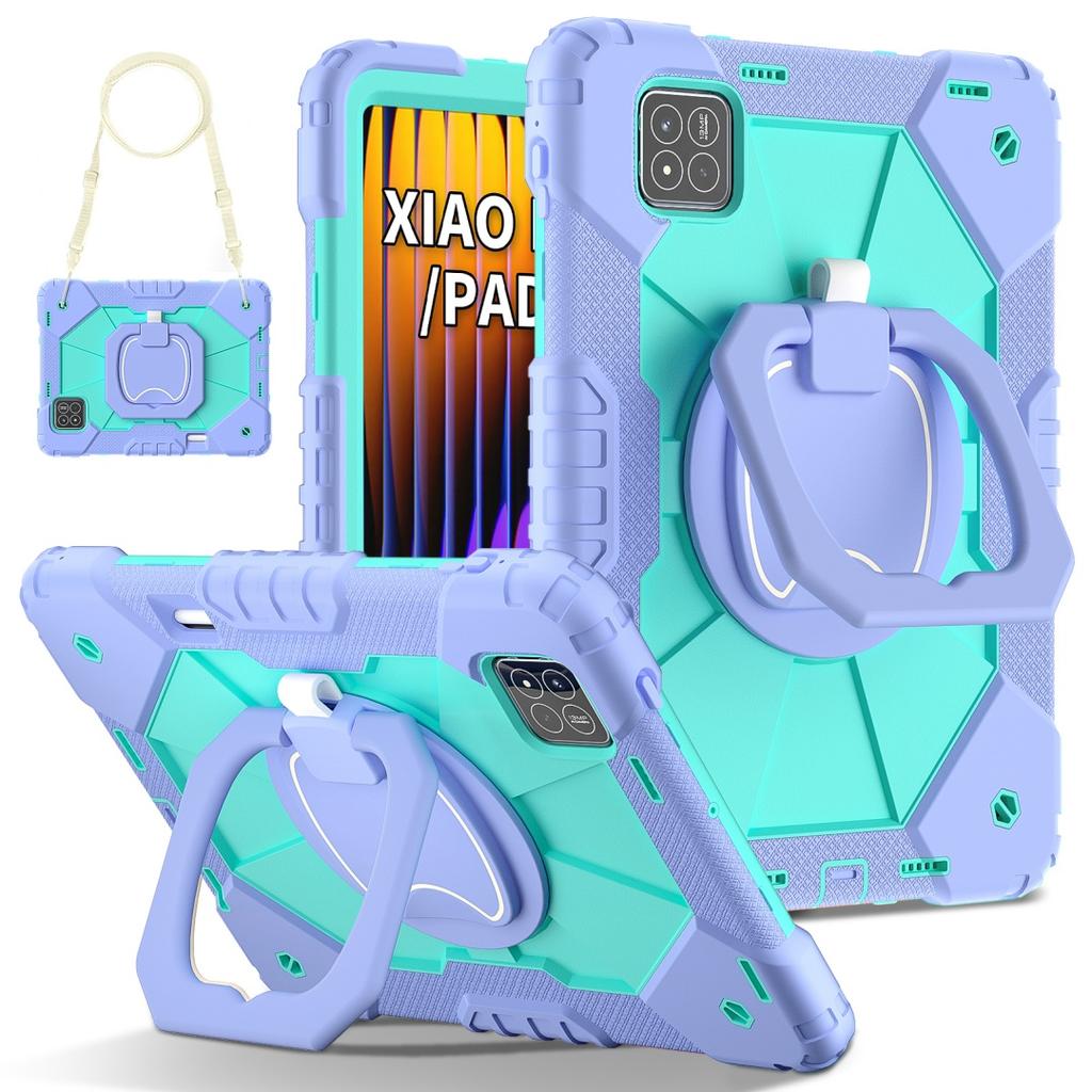 Для Xiaomi Pad 7 / Xiaomi Pad 7 Pro.360° вращающаяся рукоятка прочная защитная подставка TPU+PC 3в1 противоударный противоударный чехол для планшета и ПК