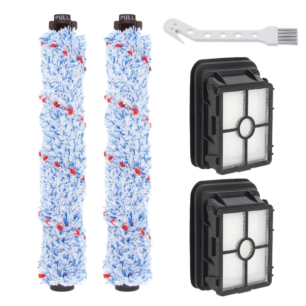 4pcs Reusable Multi Surface Brush Roller and Vacuum Filter Fit for Bissell CrossWave 1785 / 1866 with Cleaning Brush