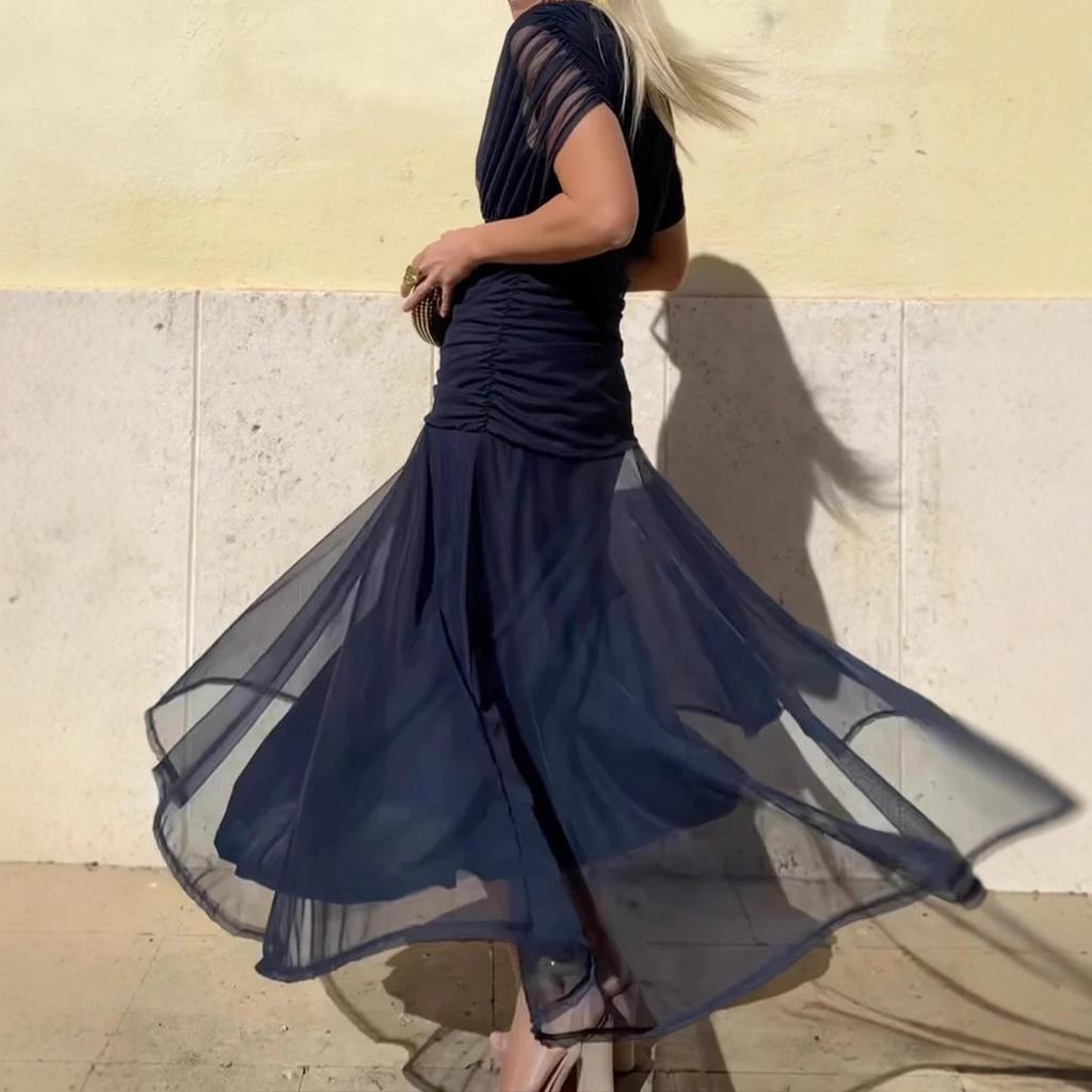 Вечернее платье русалка с цветочным принтом и открытыми плечами, длинное платье с оборкой по подолу