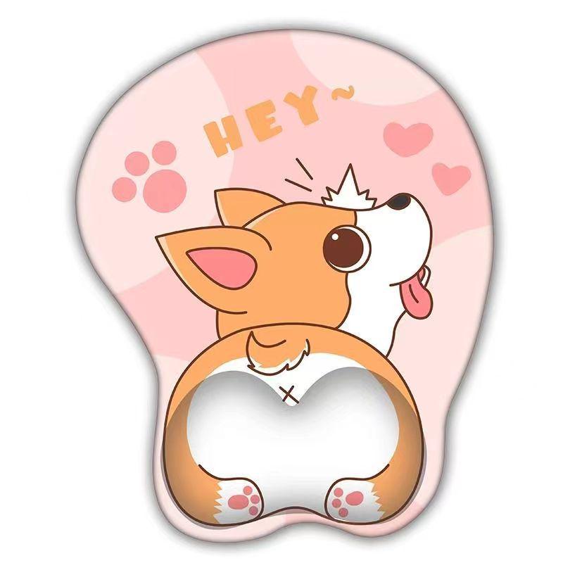 3D Милый Мультяшный Силиконовый Коврик для Мыши с Подставкой для Запястья из Пены с Памятью