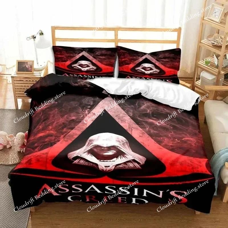 Игровой A-Assassin S Creed Арт Комплект постельного белья Игровой Комплект с пододеяльником Взрослые мальчики Спальня Односпальный Двуспальный King Size Одеяло Подарок для мальчиков963