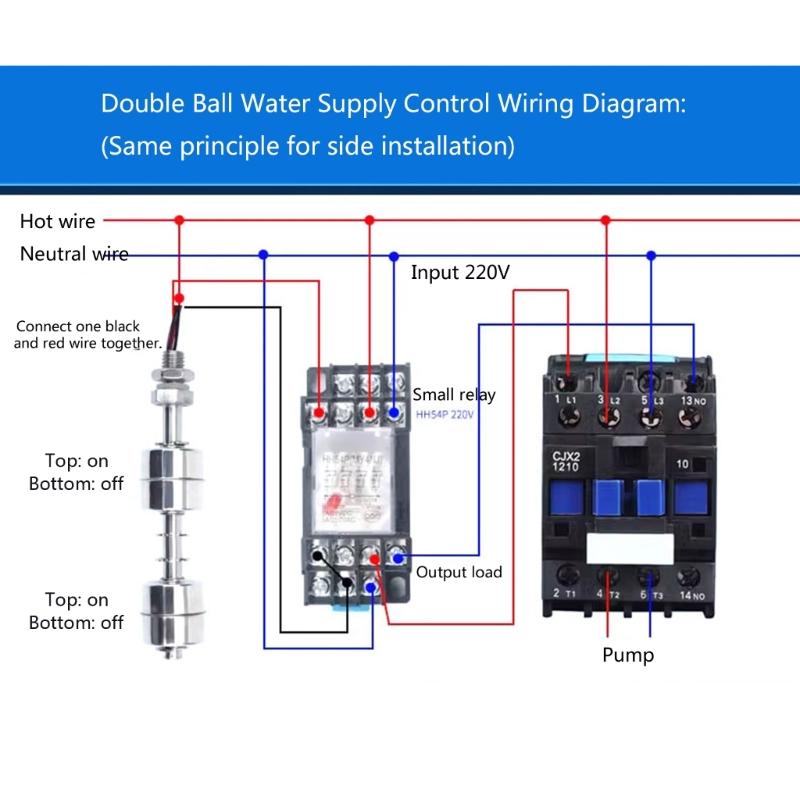 Stainless Steel Double Ball Float Switcher  Automatic Liquid Level Sensors For Water Tank Pump  Liquid Level Sensors