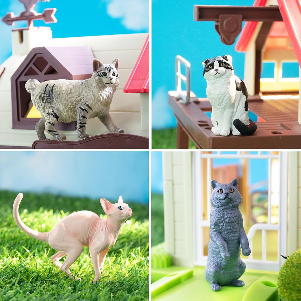 EYSCOTA CAT Фигурка животного Пластиковый набор животных для детей Набор, 12 штук