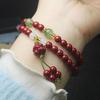 Cinnabar 6mm Double Wrap Bracelet Horse Pendant Simple Hand Ornament Gift Jewelry