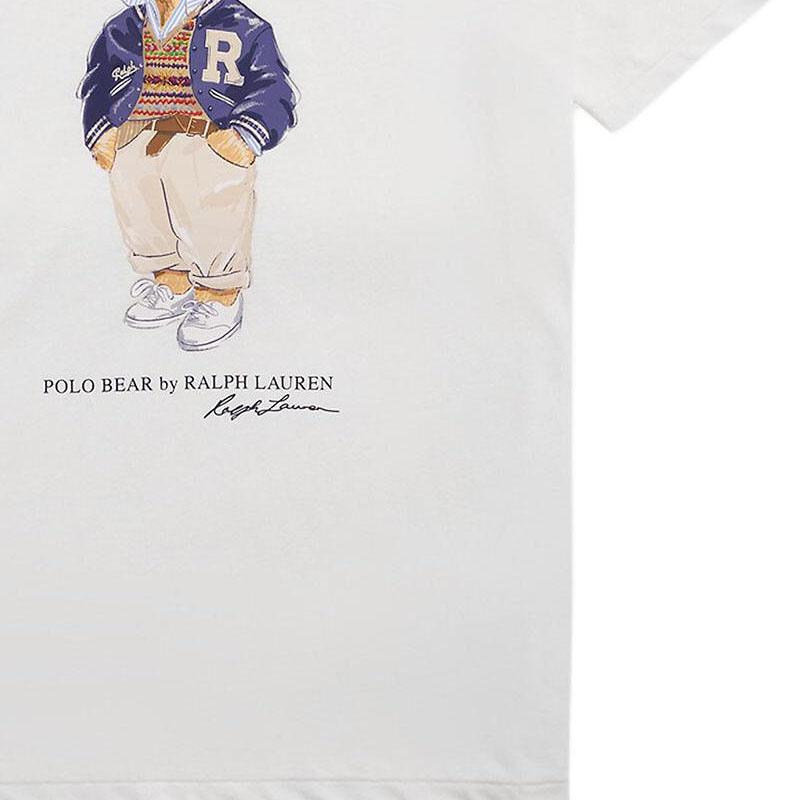 Женская футболка Polo Ralph Lauren с принтом-буквами, круглым вырезом и коротким рукавом, белая 211941205-001