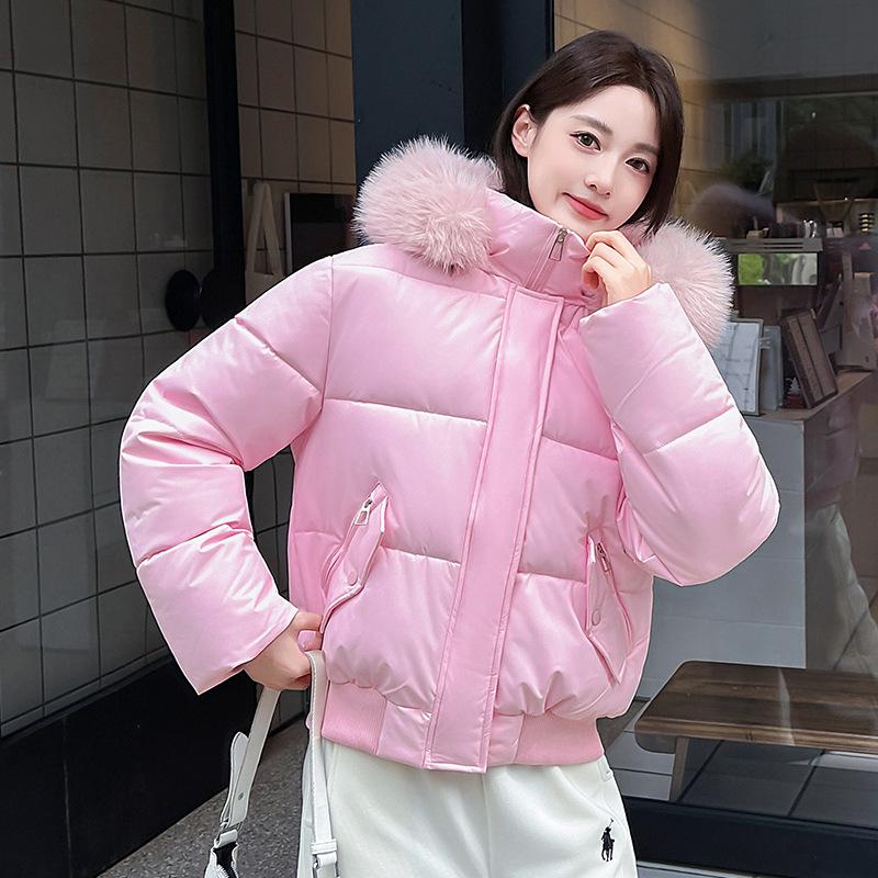 Winter new down cotton clothes women's big fur collar hooded thickened fashion cotton clothes jacket