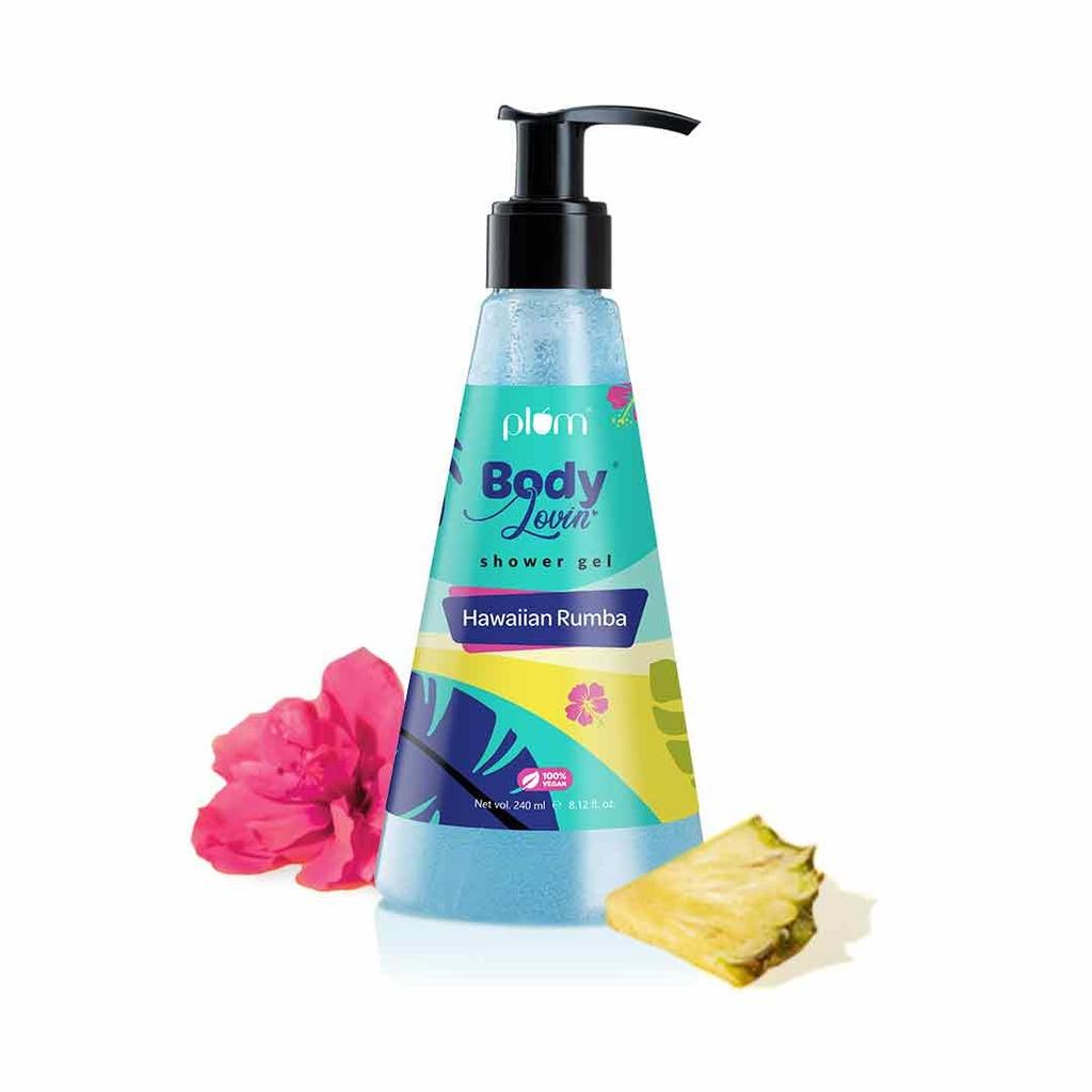 Plum BodyLovin' Hawaiian Rumba Shower Gel | SLS-Free Body Wash For Women & Men | Aloe-Infused Nourishing Body Cleanser For Soft & Smooth Skin (240 Ml)