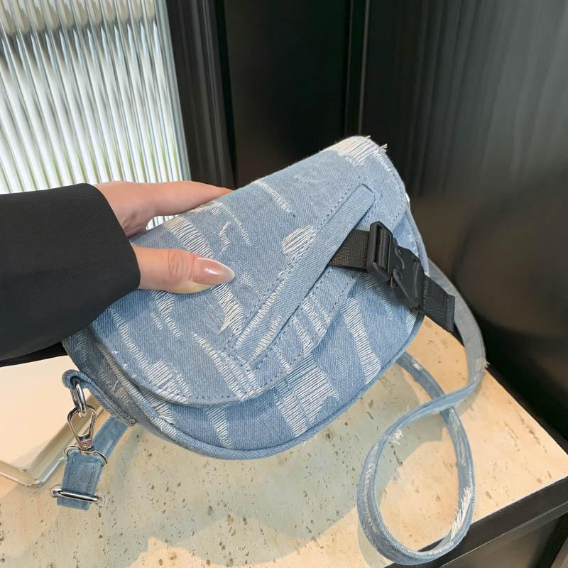 Весна/лето Новинка Американская ретро-сумка-седло Сумка через плечо Сумка-мешок унисекс Джинсовая ткань Спорт