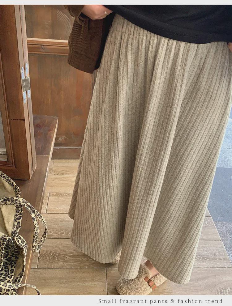 Женская длинная юбка в Корейском стиле с большой складкой и высокой талией - Осень/Зима, облегающий и свободный крой