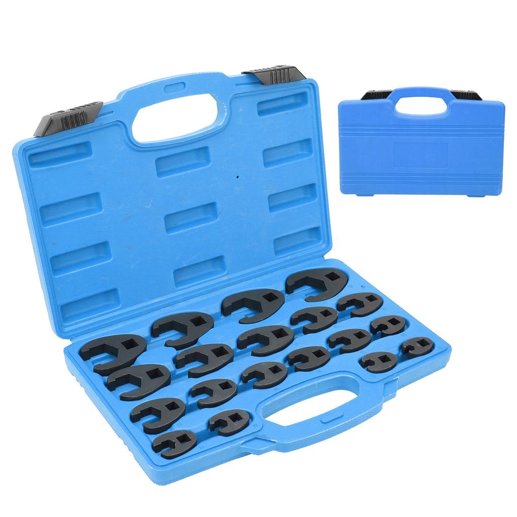 Crow's Foot Wrench Crowfoot Spanner Crow's Foot Wrench Metric Set 8‑32mm/0.3‑1.3in Cr‑Mo Steel with Toolbox Handtool