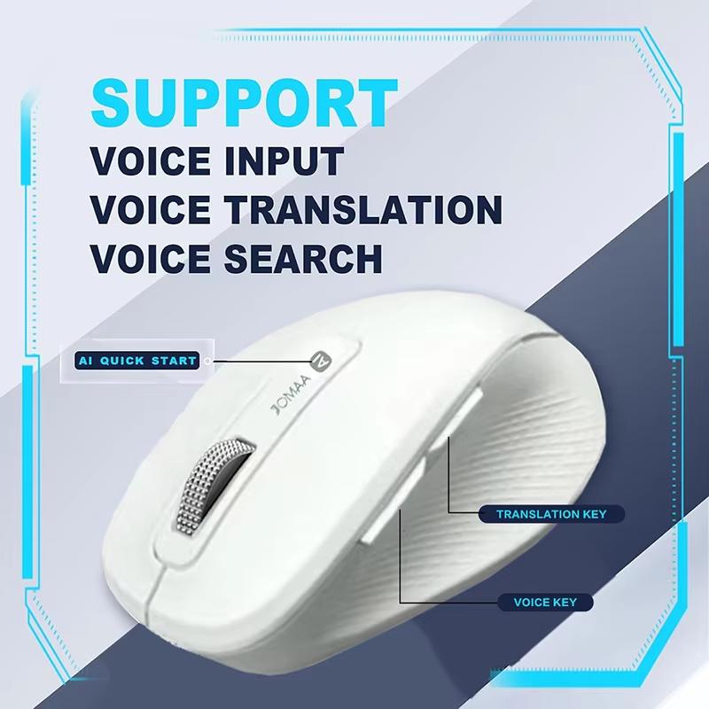 BT Dual Mode Wireless Rechargeable Silent AI Mouse Voice Controlled Typing/Voice Translation/AIPPT/AiText AI Mouse for Win/MasOS