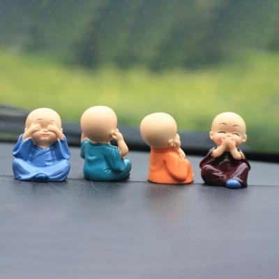 4 шт., украшение «Маленький монах», «Не слушайте, смотрите, говорите, двигайтесь», изделие из смолы, настольный рисунок монаха, статуэтка, статуя, украшение для приборной панели автомобиля для дома и офиса