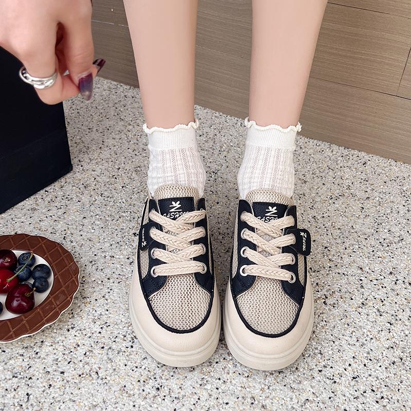 Fashion Ladies Shoes 2025 Hot Sale Front Lace-up Women's Vulcanize Shoes Fashion Color Matching New Plus Size Mesh Classic Casual Shoes